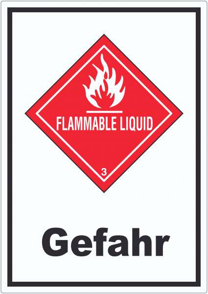 Aufkleber Entzündbare flüssige Stoffe Gefahr Flammable Liquid