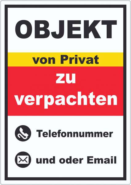 Objekt zu verpachten von Privat Aufkleber hochkant