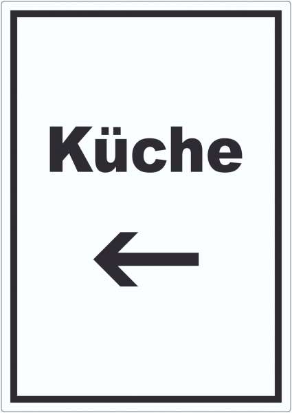 Küche Aufkleber mit Text und Richtungspfeil links Kitchen cucina hochkant