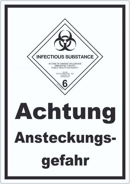 Aufkleber Ansteckungsgefahr Infectious Substance