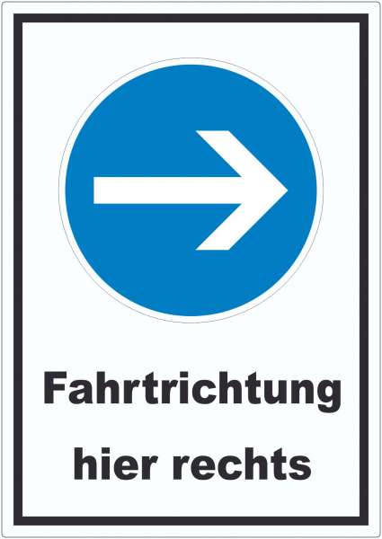 Aufkleber Fahrtrichtung hier rechts