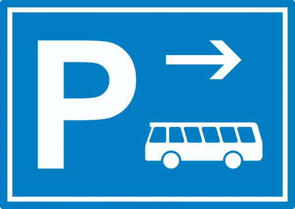 Bus Reisebus Parkplatz Aufkleber mit Richtungspfeil rechts waagerecht