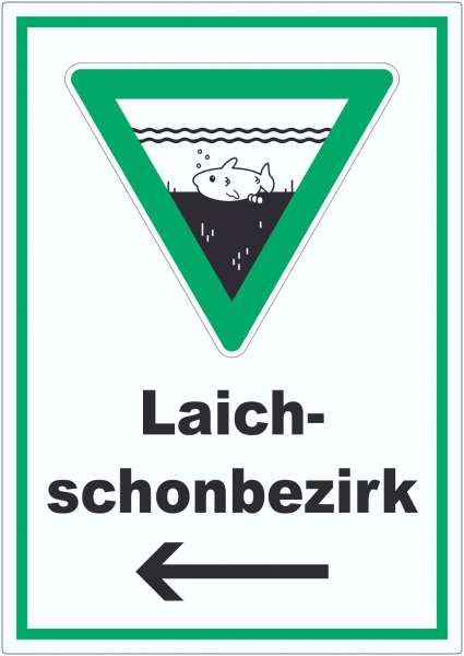 Laichschonbezirk Richtungspfeil links Aufkleber