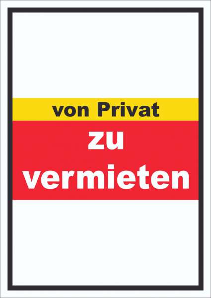 zu vermieten Schild mit Text Verkaufsschild hochkant