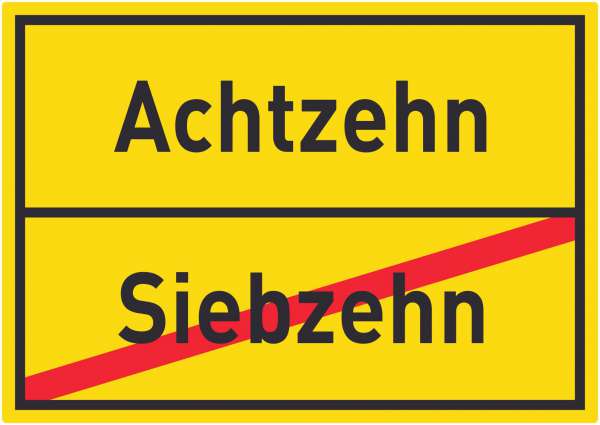 Achtzehn Siebzehn Aufkleber Ortsaufkleber