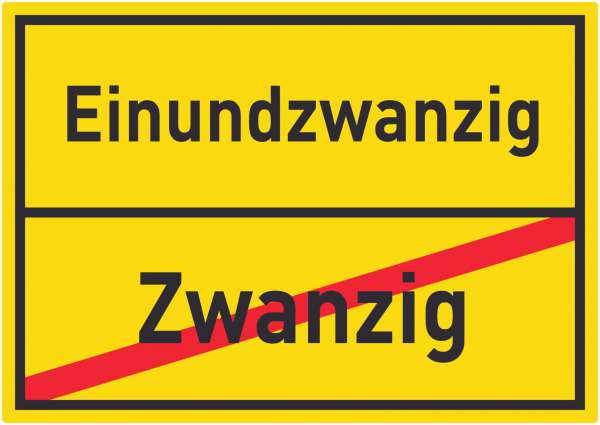 Einundzwanzig Zwanzig Aufkleber Ortsaufkleber