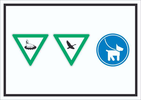 Brut- und Rastgebiet Hund anleinen Symbol Schild