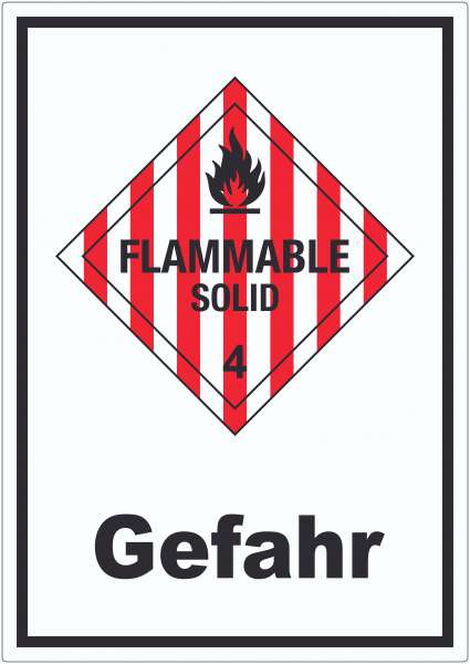 Aufkleber Entzündbare feste Stoffe Gefahr Flammable Solid