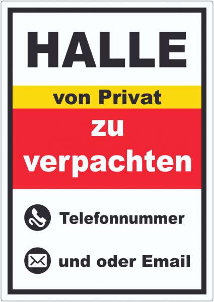 Halle zu verpachten von Privat Aufkleber hochkant