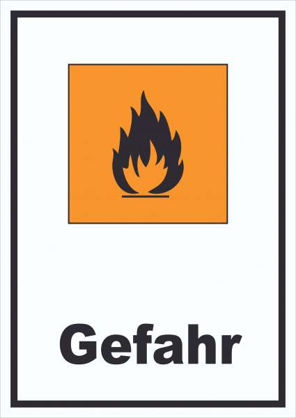 Schild Gefahrensymbol Entzündbar Gefahr Brand Flamme hochkant