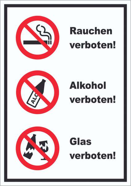 Aufkleber Alkohol Rauchen Glas verboten