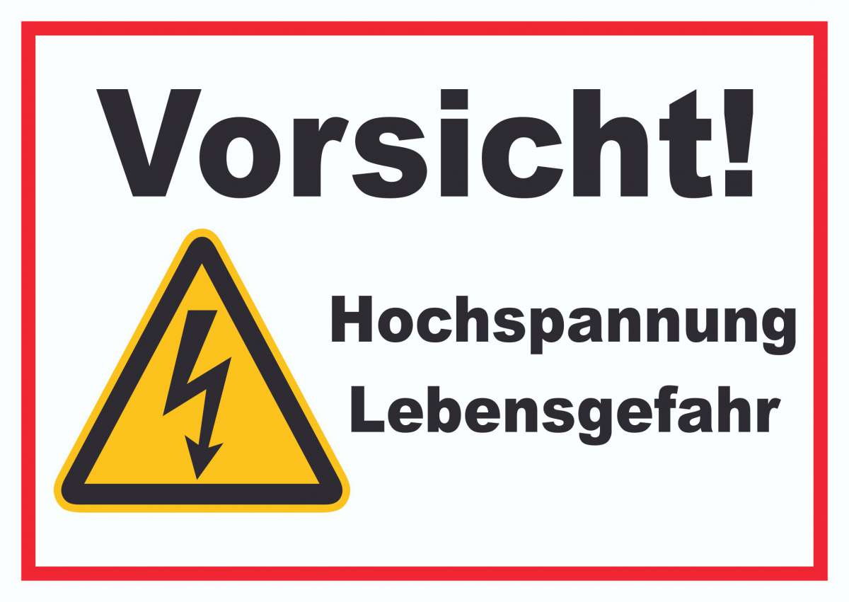 Vorsicht Hochspannung Lebensgefahr Schild | HB-Druck Schilder ...