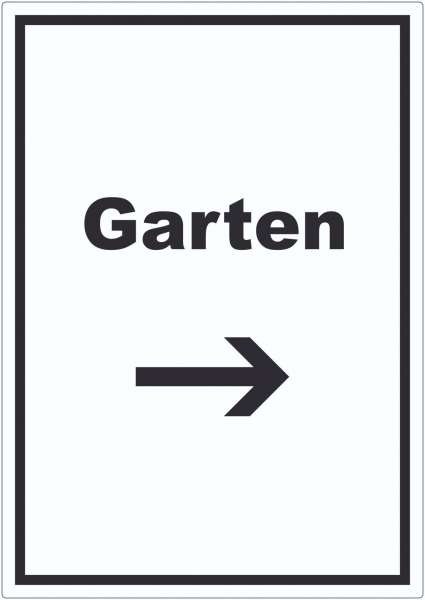 Garten Aufkleber mit Text und Richtungspfeil rechts Blumen Rasen hochkant