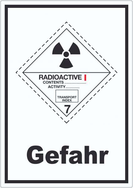 Aufkleber radioaktive Stoffe Gefahr Radioactive I-WEISS