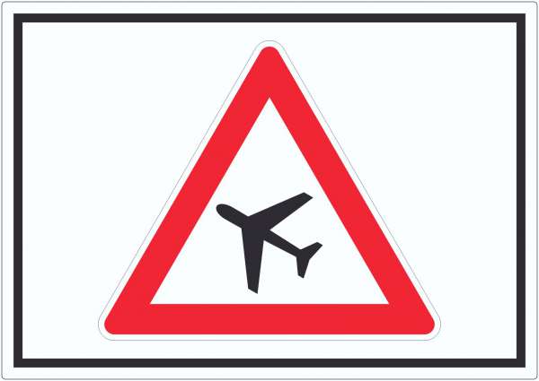 Aufkleber Achtung Flugbetrieb Symbol