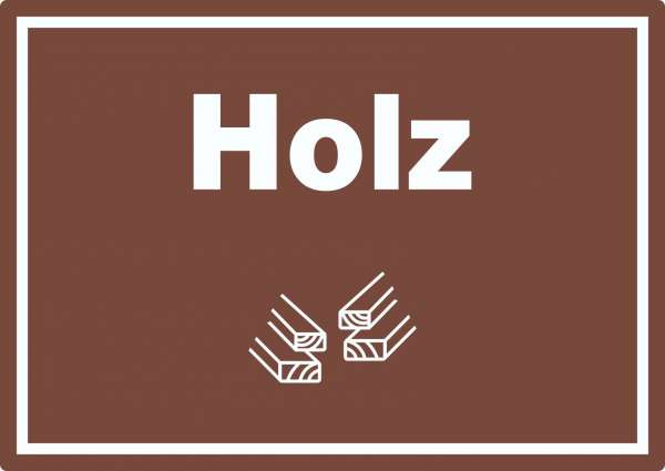 Holz Mülltrennung Aufkleber Text Symbol Balken