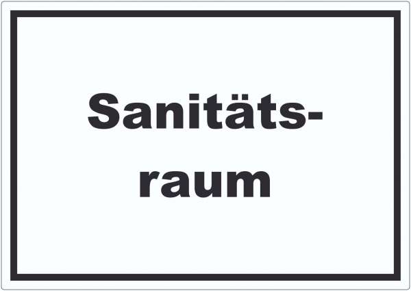 Sanitätsraum Aufkleber mit Text Krankenzimmer waagerecht