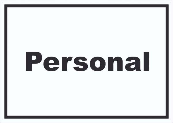 Personal Schild mit Text waagerecht