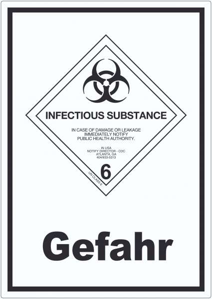 Aufkleber Ansteckungsgefahr Gefahr Infectious Substance