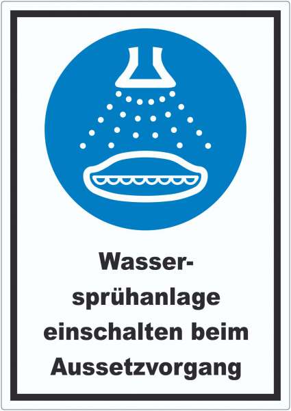 Wassersprühanlage einschalten beim Aussetzvorgang Aufkleber