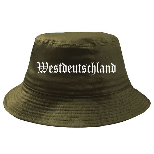 Westdeutschland Fischerhut - Oliv - bedruckt - Bucket Hat Anglerhut |  HB-Druck Schilder, Textildruck & Stickerei Onlineshop