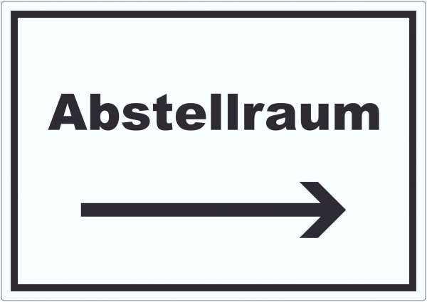 Abstellraum Aufkleber mit Text und Richtungspfeil rechts Lager waagerecht