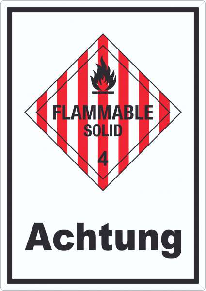 Aufkleber Entzündbare feste Stoffe Achtung Flammable Solid