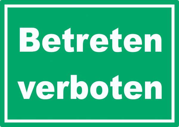 Betreten verboten Aufkleber grün-weiß