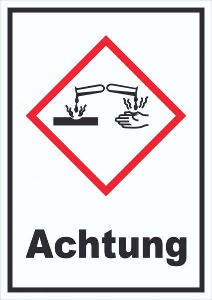 Schild Ätzende Wirkung Achtung Ätzwirkung hochkant