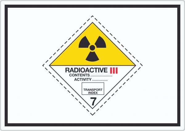 Aufkleber radioaktive Stoffe Radioactive Symbol III-GELB