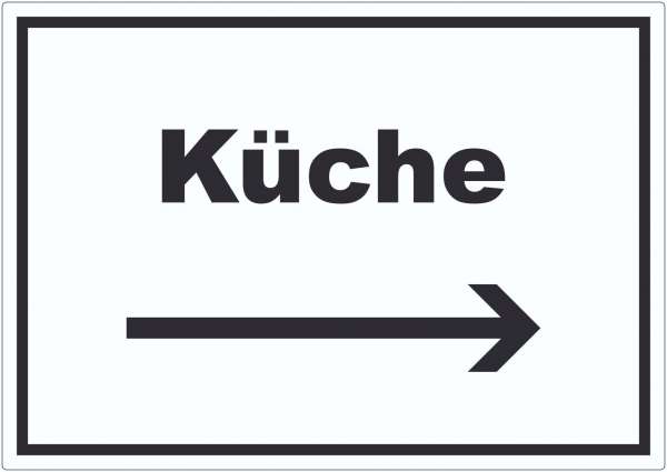 Küche Aufkleber mit Text und Richtungspfeil rechts Kitchen cucina waagerecht