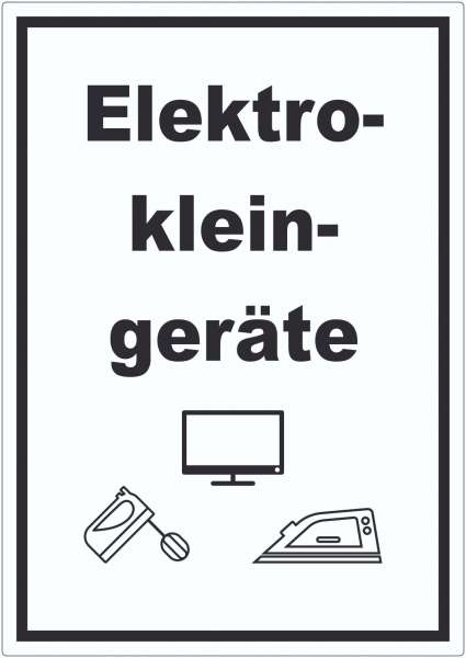 Elektrokleingeräte Mülltrennung Aufkleber Text Symbol Haushaltsgerät