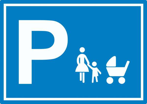 Mutter und Kind Parkplatz Aufkleber waagerecht