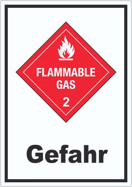 Aufkleber Entzündliche Gase Gefahr Flammable Gas Flamme