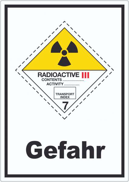 Aufkleber radioaktive Stoffe Radioactive Gefahr III-GELB