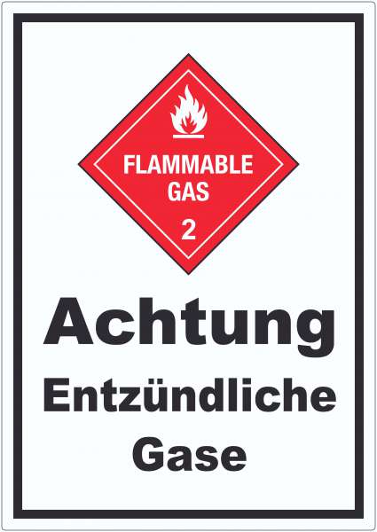 Aufkleber Entzündliche Gase Flammable Gas