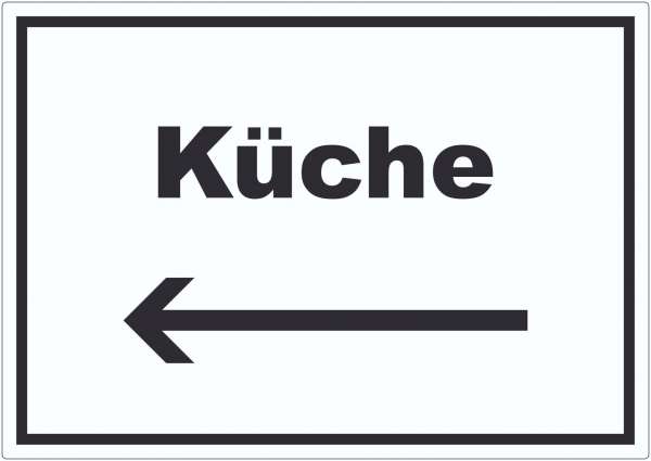 Küche Aufkleber mit Text und Richtungspfeil links Kitchen cucina waagerecht