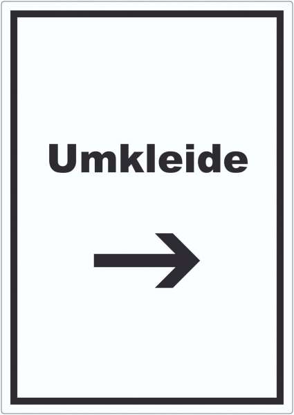 Umkleide Aufkleber mit Text und Richtungspfeil rechts Ankleide Kabine hochkant