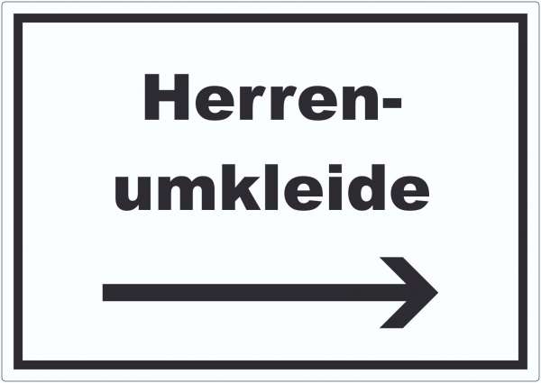 Herrenumkleide Aufkleber mit Text und Richtungspfeil rechts waagerecht