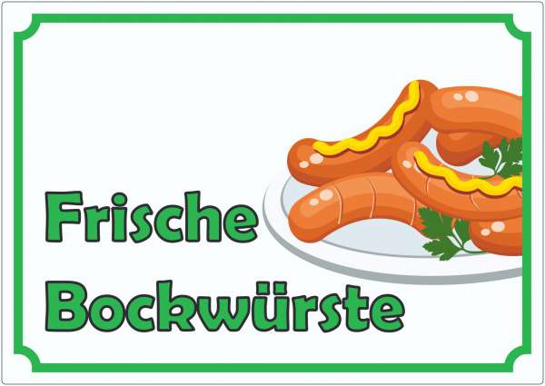 Frische Bockwürste Werbeaufkleber Aufkleber