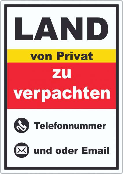 Land zu verpachten von Privat Aufkleber hochkant