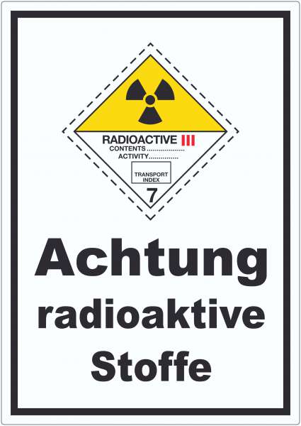 Aufkleber radioaktive Stoffe Radioactive III-GELB