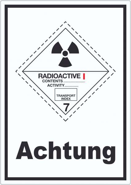 Aufkleber radioaktive Stoffe Achtung Radioactive I-WEISS