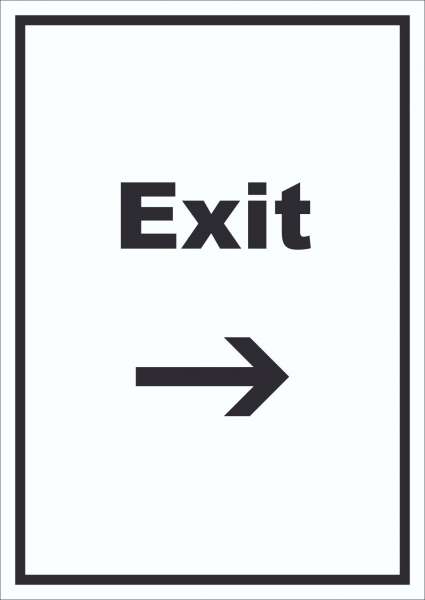 Exit Schild mit Text und Richtungspfeil rechts Ausgang hochkant