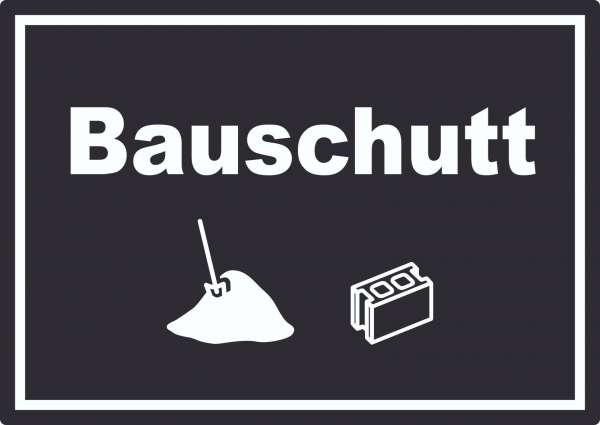 Bauschutt Mülltrennung Aufkleber Text Symbol Ziegel Baustein