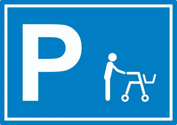 Rollator Gehwagen Parkplatz Aufkleber waagerecht