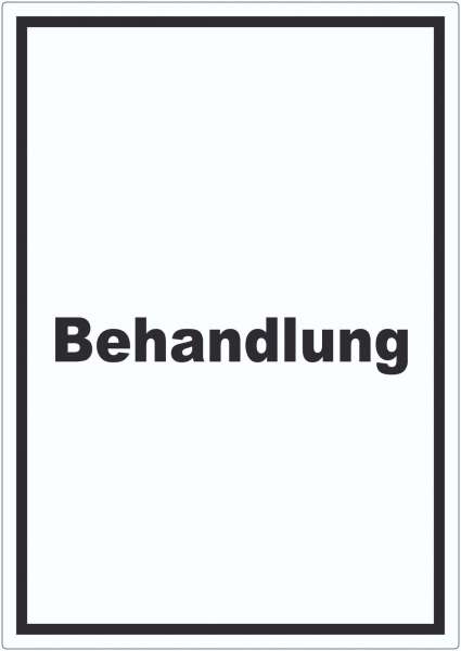 Behandlung Aufkleber mit Text Behandlungsraum hochkant