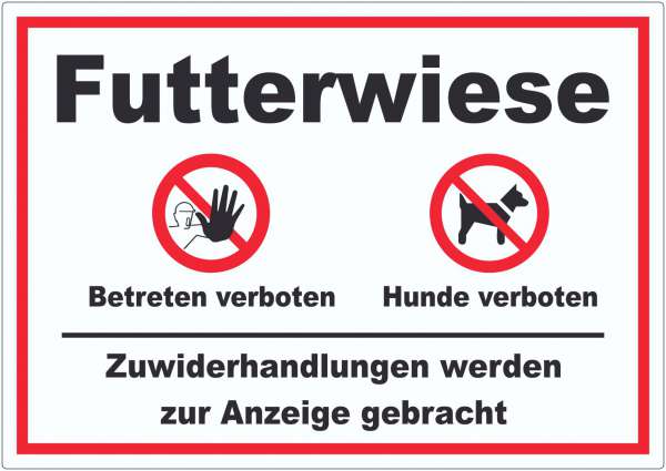 Futterwiese Betreten verboten Hund anleinen Aufkleber