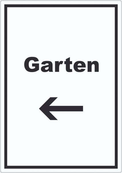 Garten Aufkleber mit Text und Richtungspfeil links Blumen Rasen hochkant