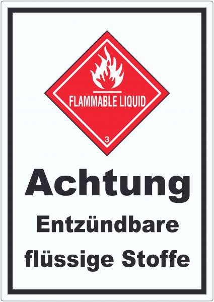 Aufkleber Entzündbare flüssige Stoffe Flammable Liquid